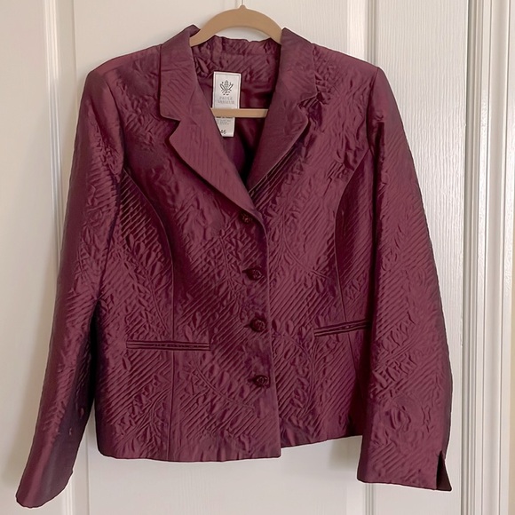 Paule Vasseur Designer Silk/Wool Blend Blazer Merlot Color - Picture 1 of 6